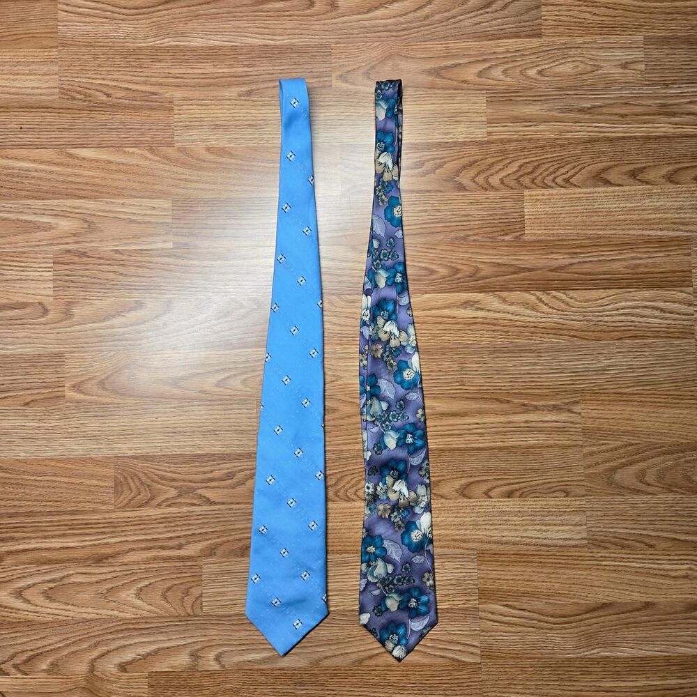Bundle of Pierre Cardin Purple Floral & Sears Blue Men's Ties